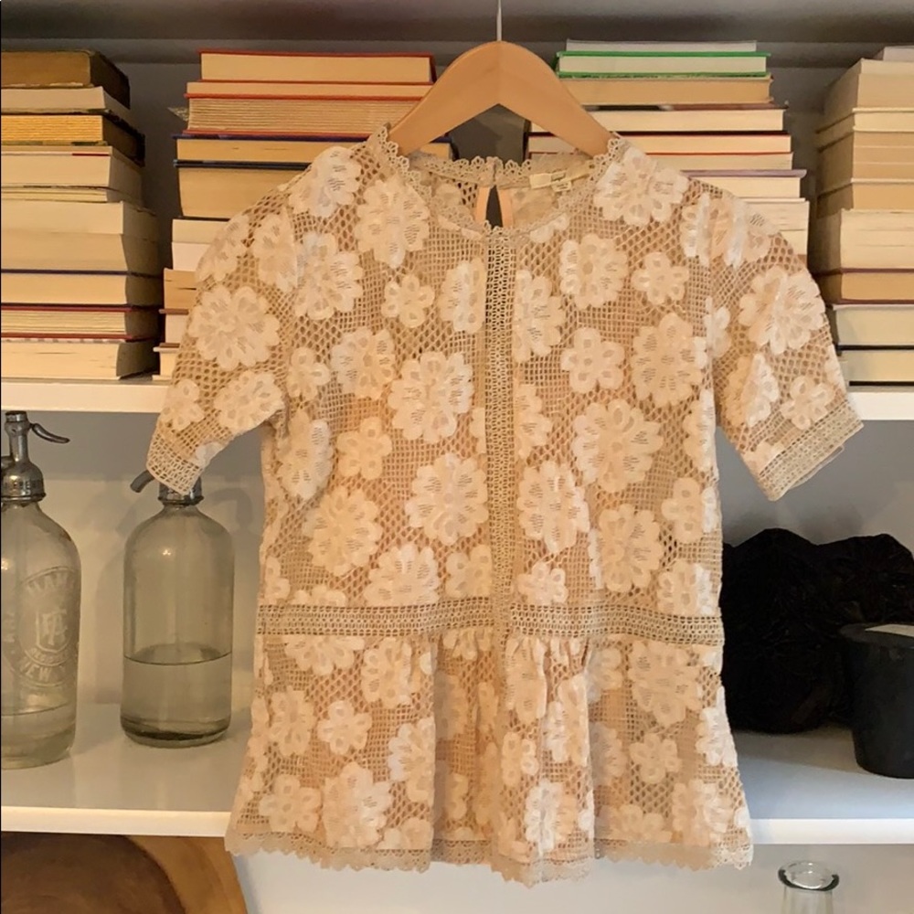 Anthropologie lace top short sleeve